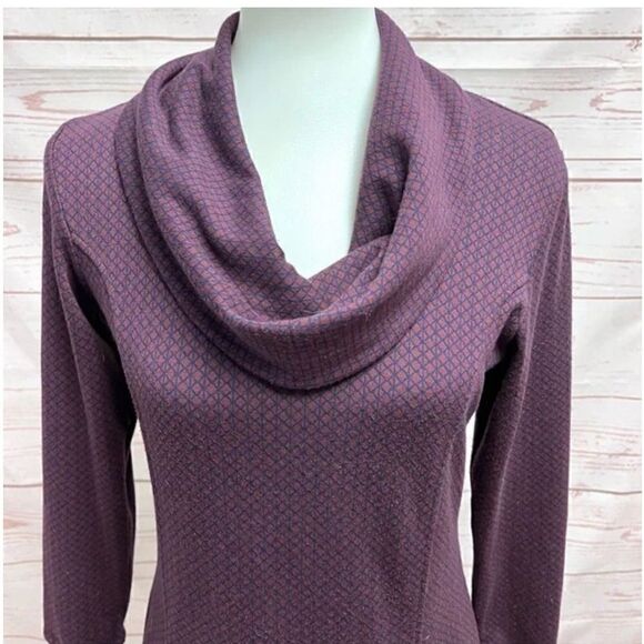 Merrell Indira Geometric Cowlneck Double Geo Ponte Knit Long Sleeve Pocket Dress - Picture 6 of 7